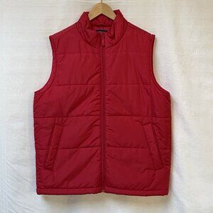 Lands End Puffer Vest Womens Large Red Winter Outdoor Hiking Lightweight